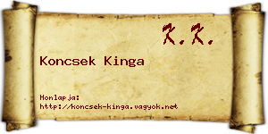Koncsek Kinga névjegykártya
